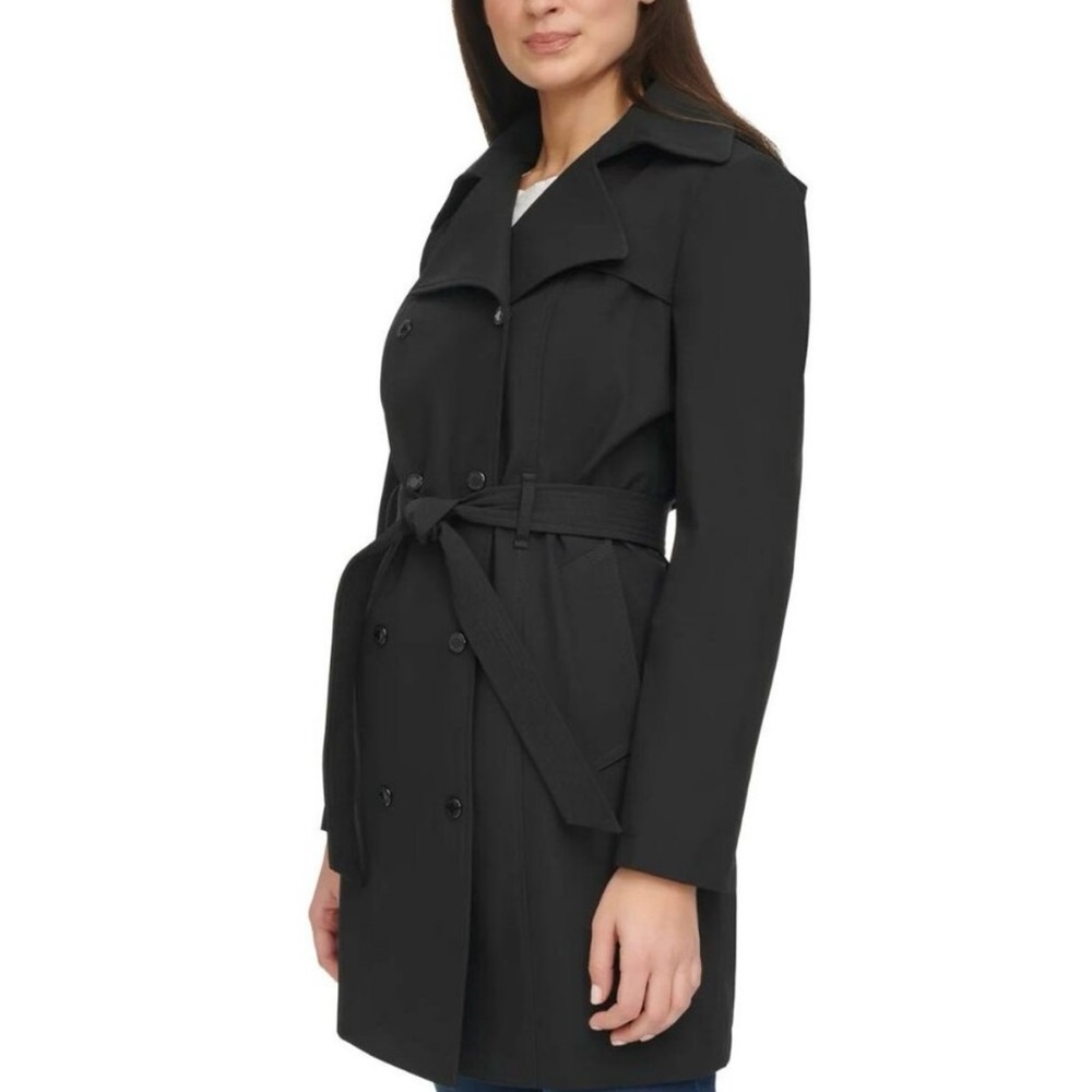 NWT Calvin Klein Classic Black Trench Coat with Hood